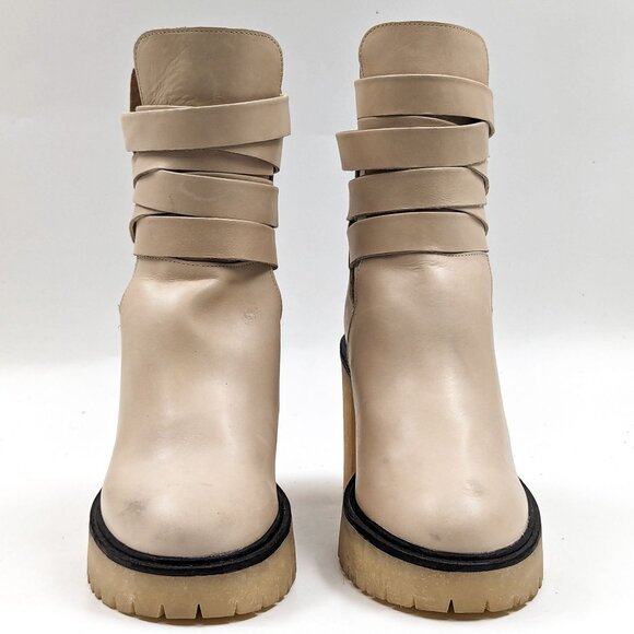 Free People Women Jesse Cutout Summer Cream Leather Platform Festival Boots 8US - Picture 3 of 12
